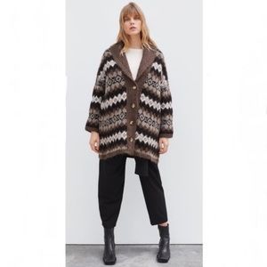 Zara Oversized Jacquard Cardigan New